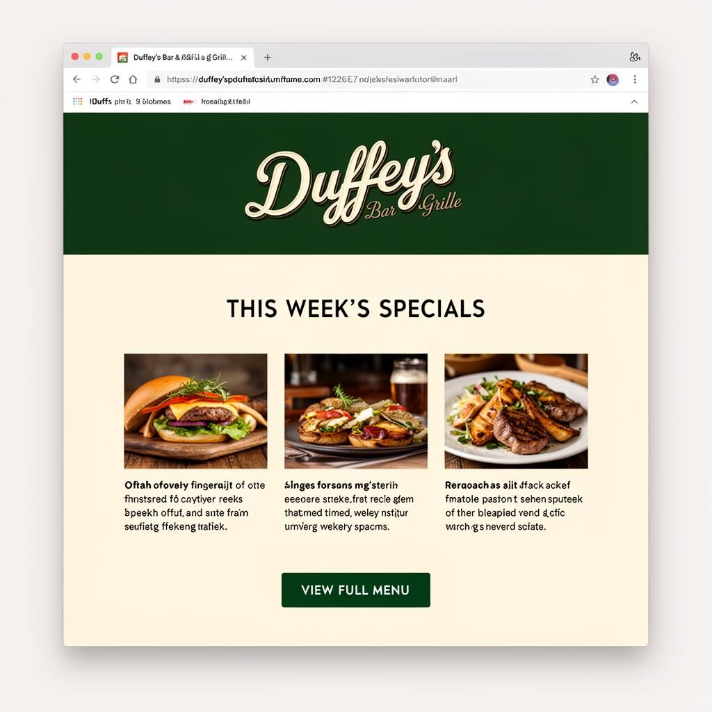 Weekly specials email mockup