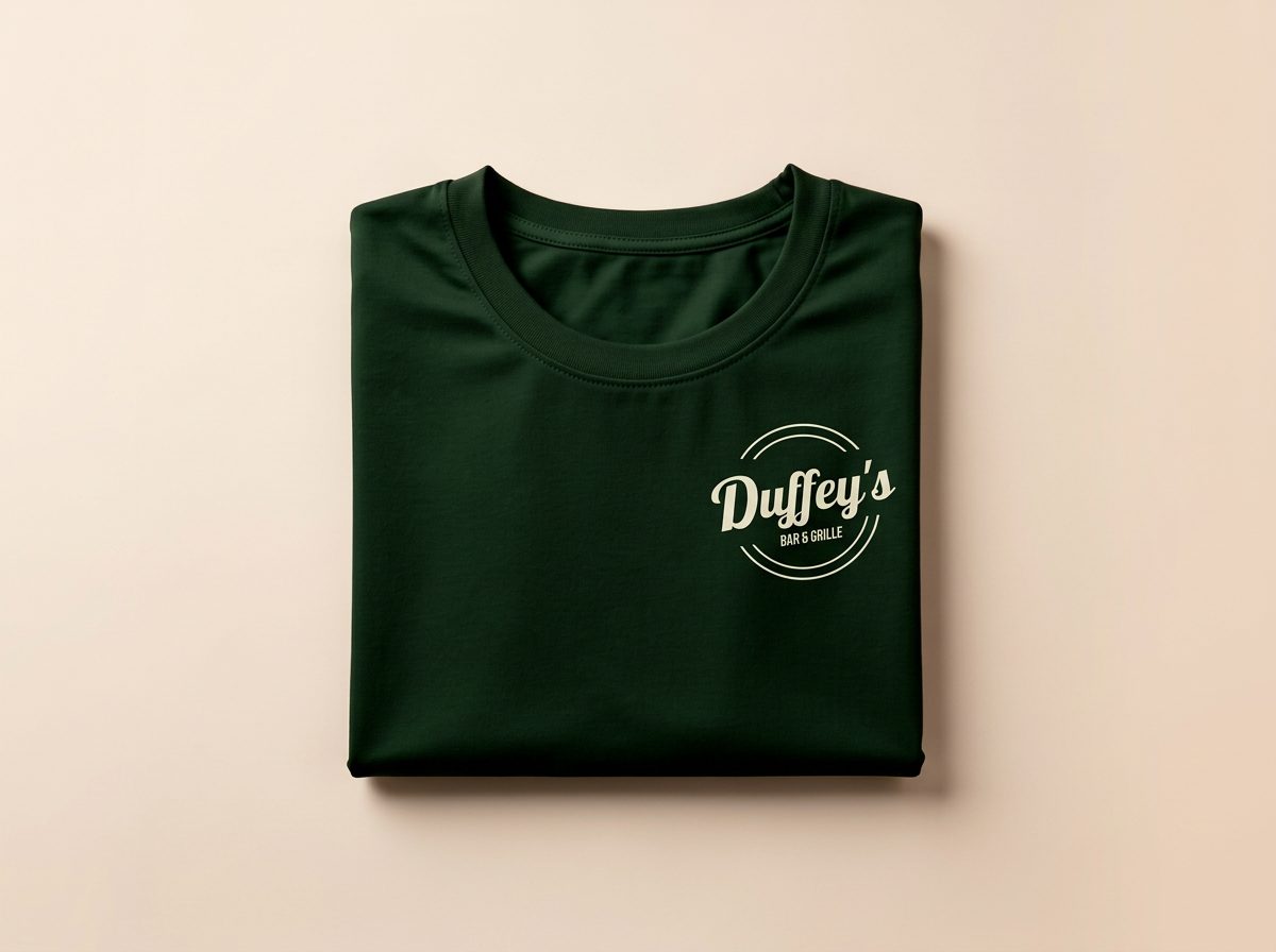 Duffey's branded t-shirt — full logo